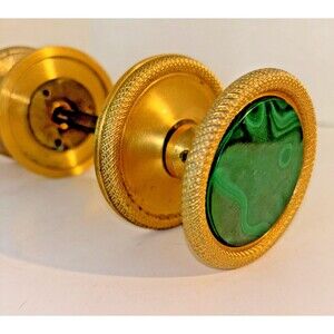 Vintage Door Knobs Bronze Green Malachite Antique Pair Of  Architectural Handles